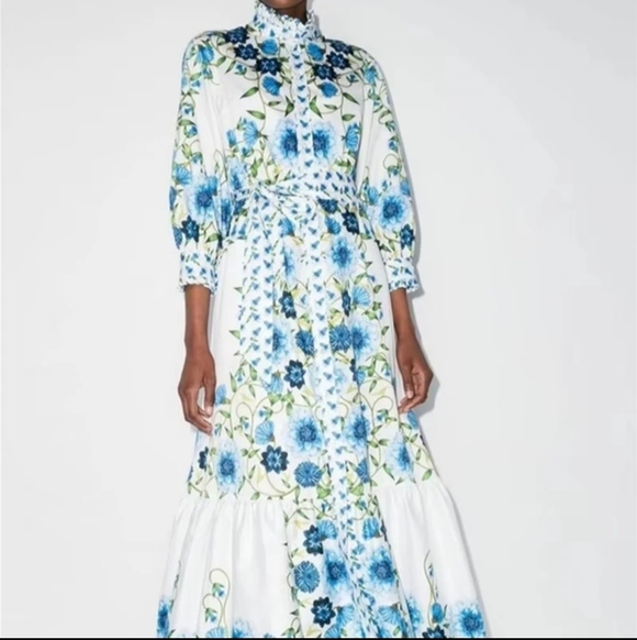 Chic Blue Floral Maxi Dress - Picture 5 of 16